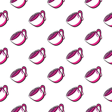 Cup of liquid ,seamless pattern on white background.のイラスト素材