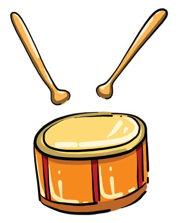 Drum with sticks, illustration, vector on white backgroundのイラスト素材