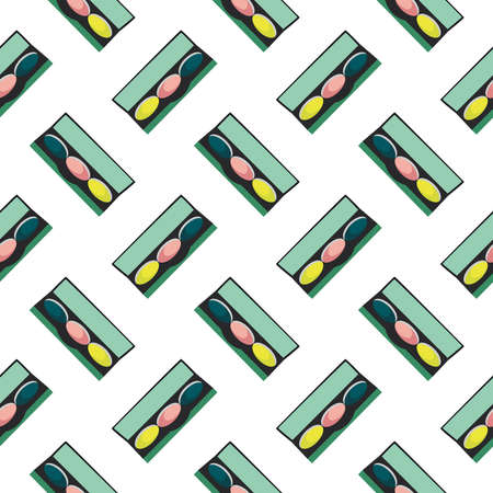 Eyeshadoow palette ,seamless pattern on white background.