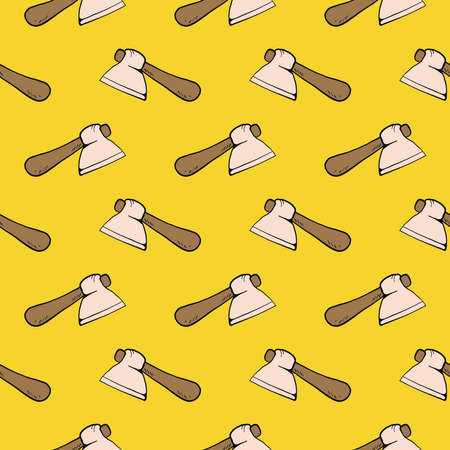 Cute axe ,seamless pattern on yellow background.
