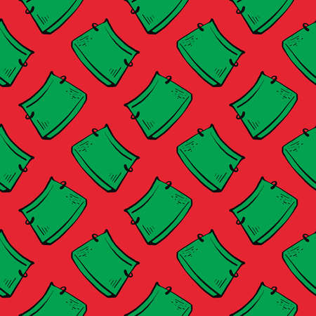 Green cooking pot ,seamless pattern on red background.のイラスト素材