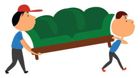Furniture transportation, illustration, vector on white backgroundのイラスト素材