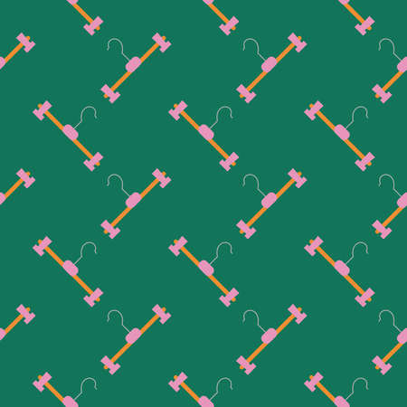Little hangers ,seamless pattern on dark green background.のイラスト素材