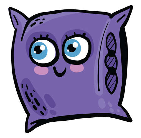 Happy pillow, illustration, vector on white backgroundのイラスト素材