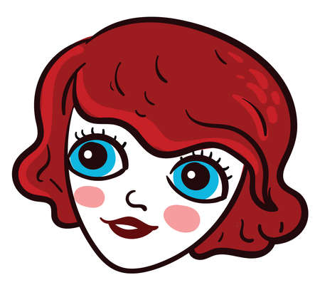 Girl with red hair, illustration, vector on white backgroundのイラスト素材