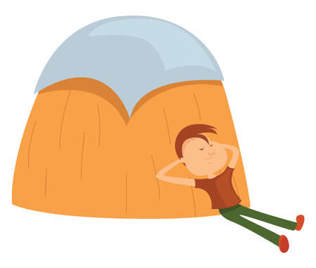 Man on hay, illustration, vector on white backgroundのイラスト素材