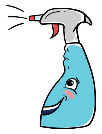 Happy bottle spray, illustration, vector on white backgroundのイラスト素材