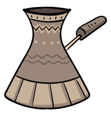 Cezve for coffee, illustration, vector on white backgroundのイラスト素材