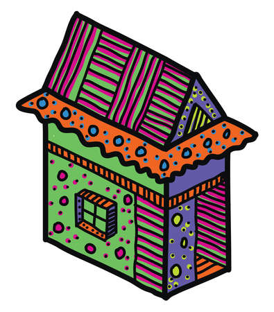 Colorful hut, illustration, vector on white backgroundのイラスト素材