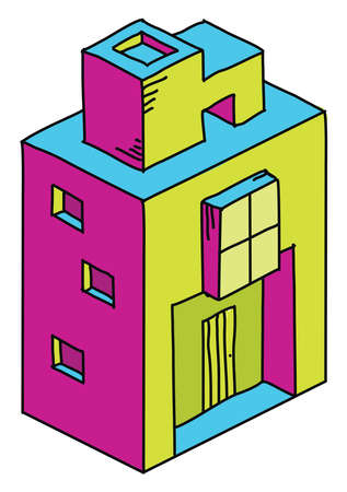 Colorful buildings, illustration, vector on white backgroundのイラスト素材