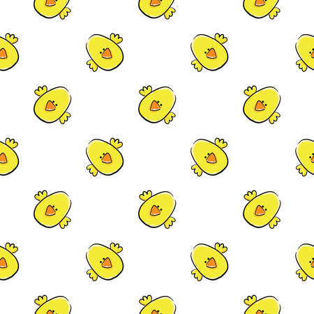 Baby chick ,seamless pattern on white background.のイラスト素材