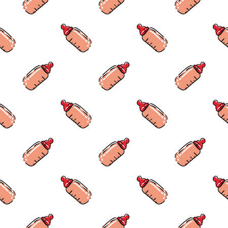 Pink Milk bottle ,seamless pattern on white background.のイラスト素材