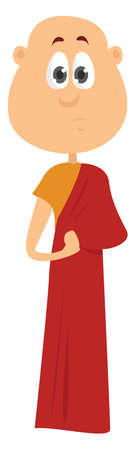 Monk in red, illustration, vector on white backgroundのイラスト素材