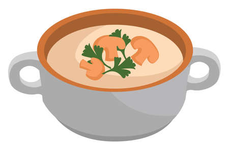 Mushroom soup, illustration, vector on white backgroundのイラスト素材