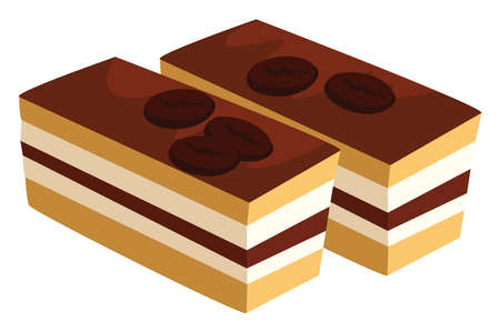 Opera cake, illustration, vector on white backgroundのイラスト素材