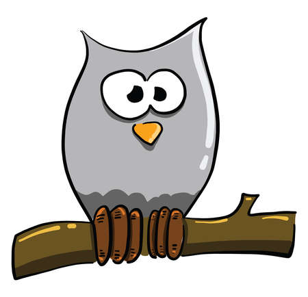 Owl on a tree, illustration, vector on white backgroundのイラスト素材