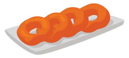 Onion rings, illustration, vector on white backgroundのイラスト素材