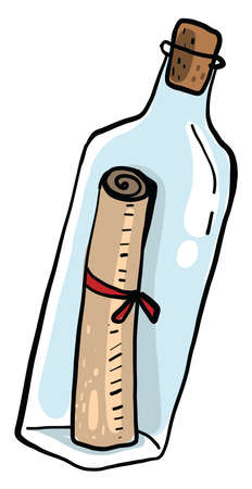 Message in the bottle, illustration, vector on white backgroundのイラスト素材
