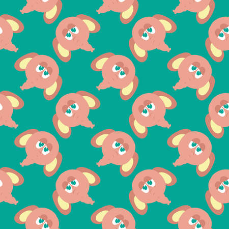 Sad elephant ,seamless pattern on dark green background.のイラスト素材
