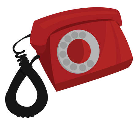Red old telephone, illustration, vector on white backgroundのイラスト素材