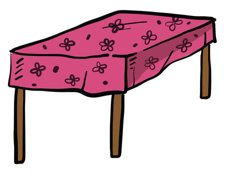 Pink table, illustration, vector on white backgroundのイラスト素材