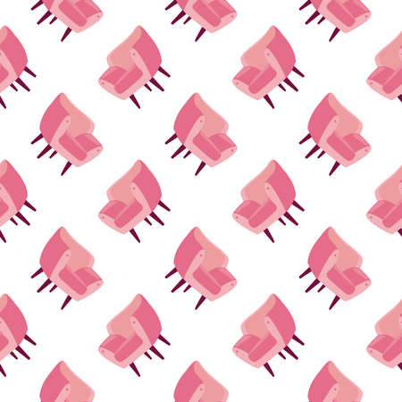 Pink armchair ,seamless pattern on white background.のイラスト素材