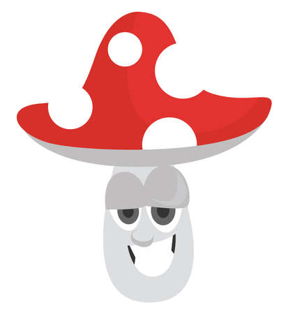 Poison mushroom, illustration, vector on white backgroundのイラスト素材