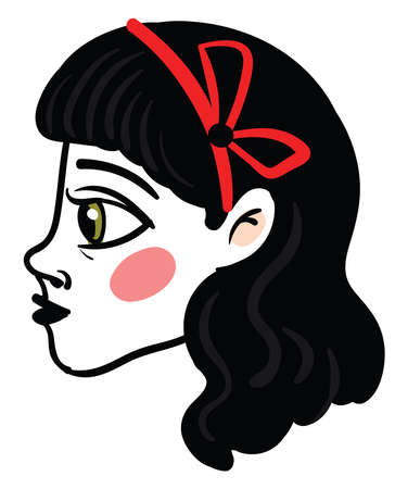 Girl with black hair, illustration, vector on white backgroundのイラスト素材