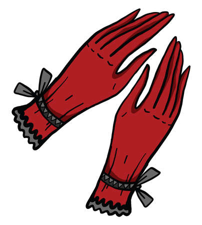 Red gloves, illustration, vector on white backgroundのイラスト素材