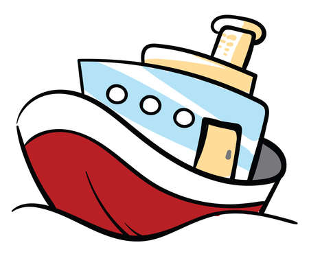 Red ship, illustration, vector on white backgroundのイラスト素材
