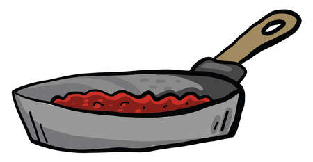 Red dish in a pan, illustration, vector on white backgroundのイラスト素材