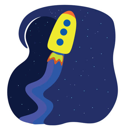 Rocket in space, illustration, vector on white backgroundのイラスト素材