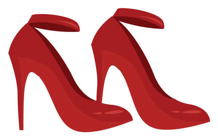 Red heels, illustration, vector on white backgroundのイラスト素材