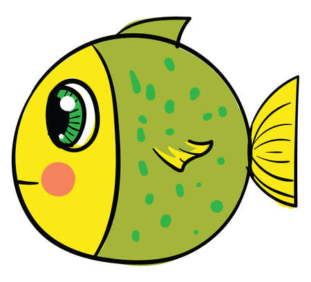 Green fish, illustration, vector on white backgroundのイラスト素材