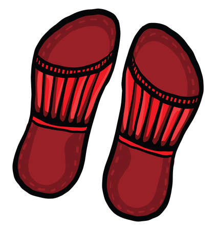 Red slippers, illustration, vector on white backgroundのイラスト素材