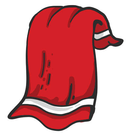 Red towel, illustration, vector on white backgroundのイラスト素材