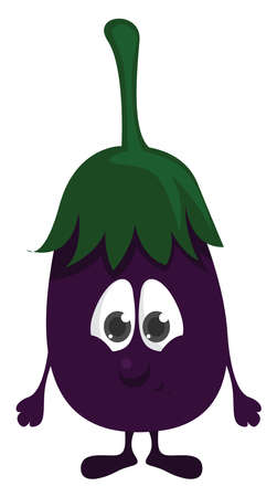 Purple eggplant, illustration, vector on white backgroundのイラスト素材