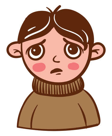Sad boy, illustration, vector on white backgroundのイラスト素材