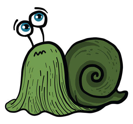 Green snail, illustration, vector on white backgroundのイラスト素材