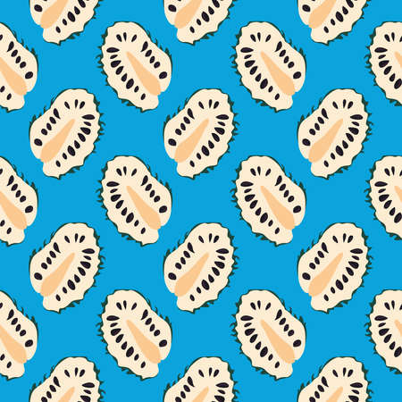 Soursop slice ,seamless pattern on blue background.のイラスト素材
