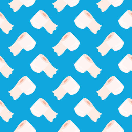 White toilet paper ,seamless pattern on blue background.のイラスト素材