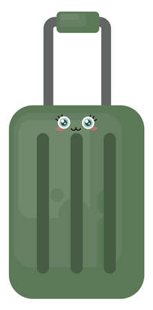 Green suitcase, illustration, vector on white backgroundのイラスト素材