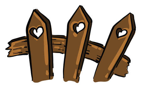 Fence with hearts, illustration, vector on white backgroundのイラスト素材