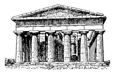 Poseidon Temple,  at Paestum, According to Greek Mythology, the spot where Aegeus, King of Athens, leapt to his death off the cliff,のイラスト素材