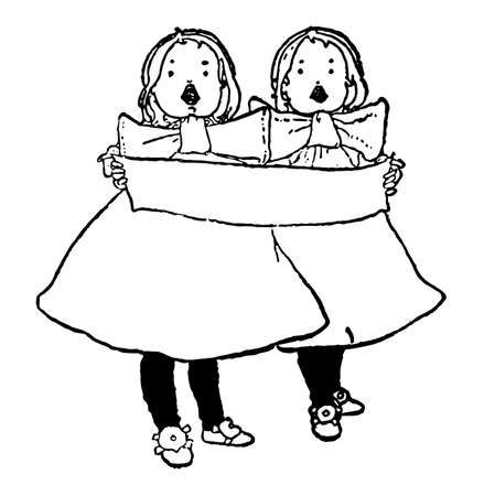 Little Boys, this scene shows two children standing nearby, vintage line drawing or engraving illustrationのイラスト素材