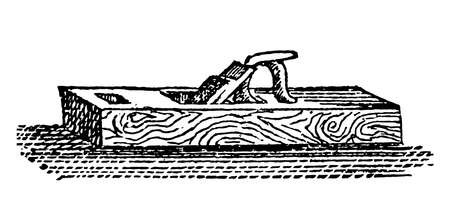 This illustration represents Plane which is a tool for smoothing boards or other surfaces of wood,...
