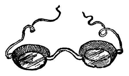 Goggles are a kind of spectacles to protect the eyes from cold, vintage line drawing or engraving illustration.のイラスト素材