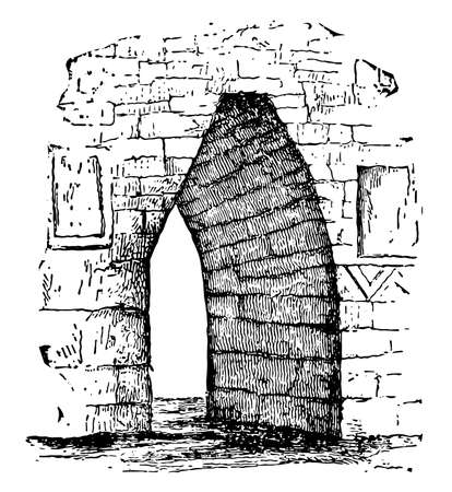 Horizontal Arch, brick, stone, strengthened, transvers, vintage line drawing or engraving illustrationのイラスト素材