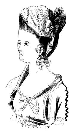 Head-Dress for the Mischianza, vintage line drawing or engraving illustration.のイラスト素材