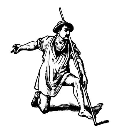 Foreshortening is shortened in proportion to its approach to the perpendicular, it having less depth or distance and effect of perspective or the angle of vision, vintage line drawing or engraving illustration.のイラスト素材